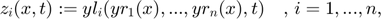 $z_i(x,t) := yl_i(yr_1(x),...,yr_n(x),t) \quad $, $i=1,...,n,$